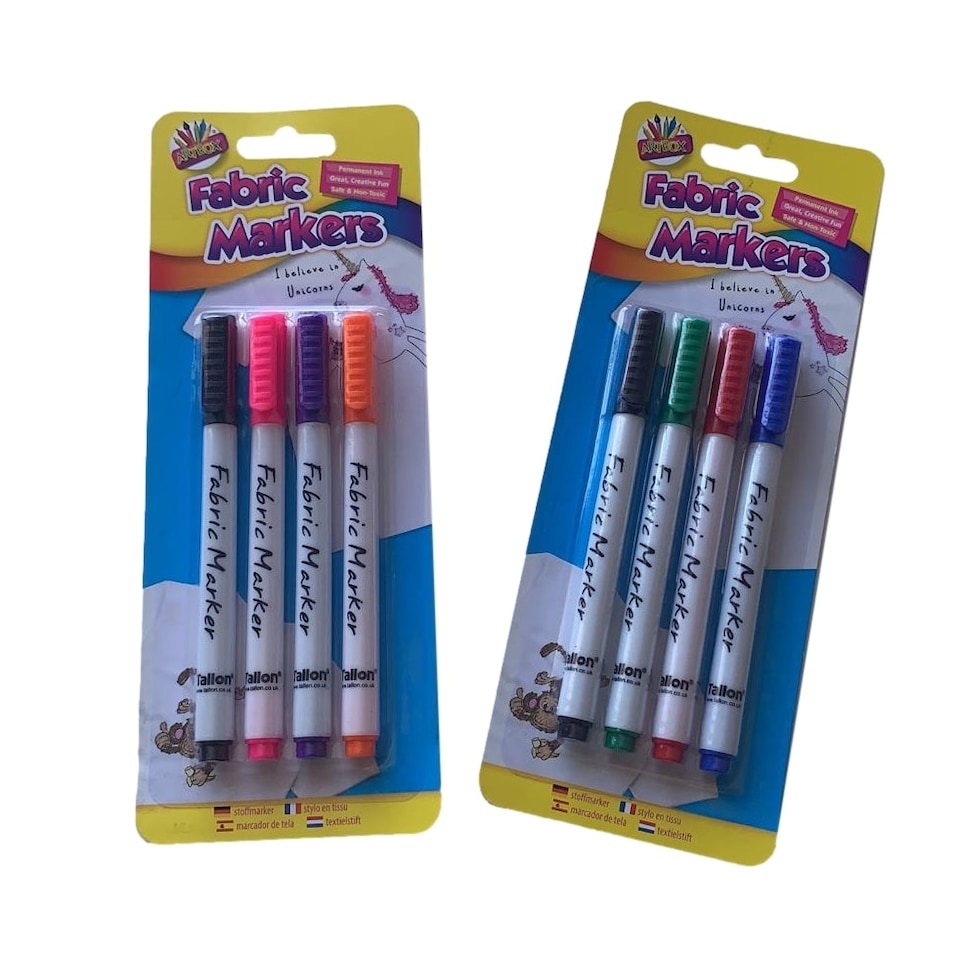 image 1 of Single Pack of 4 Assorted Coloured Fabric Markers
