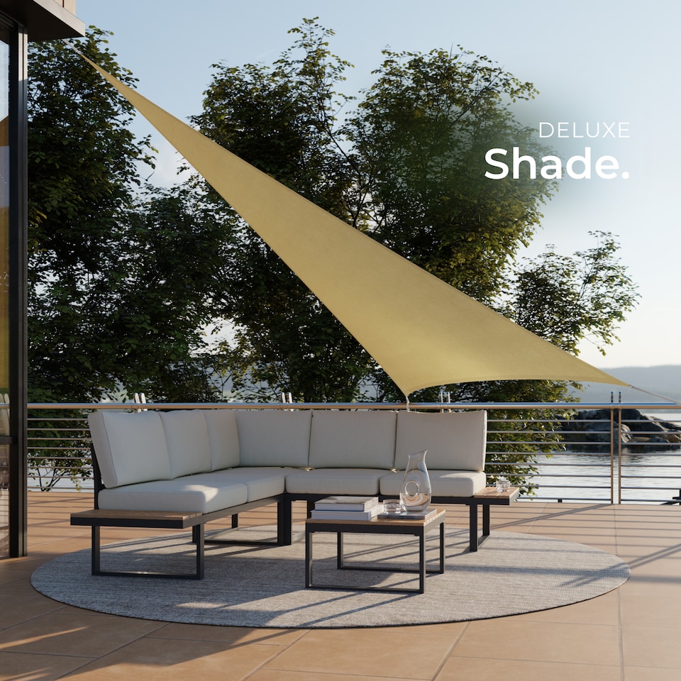 image 1 of Shade Sail - triangular with UV protection 50, water-repellent | Cream | beige | 4 x 4 x 4 m | 1