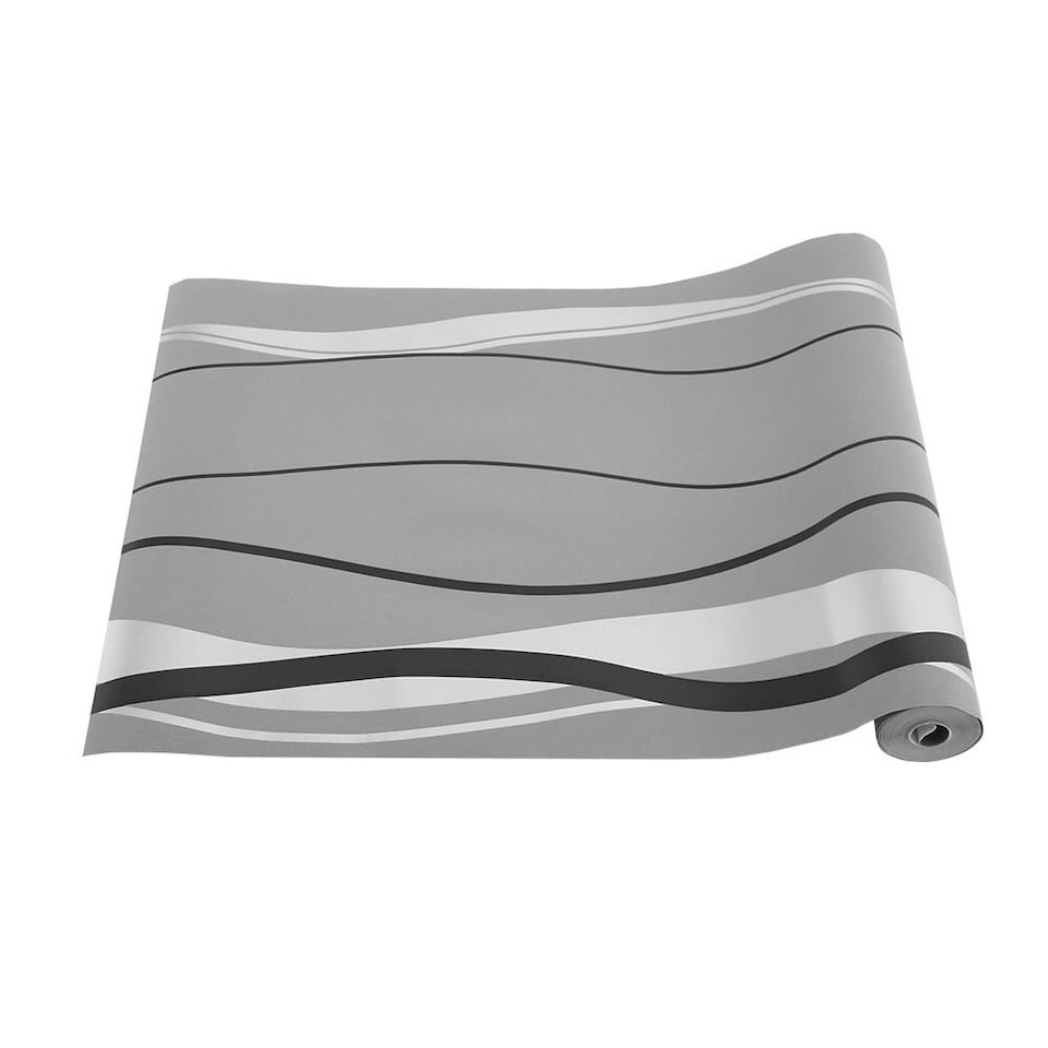 image 1 of Living and Home Curve Striped Non-Woven Wallpaper - 950*53cm | Multi