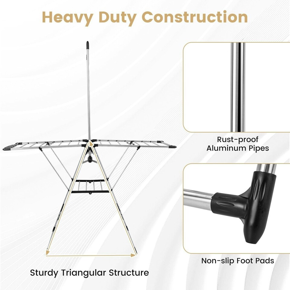 image 1 of COSTWAY Clothes Drying Rack Gullwing Style Rack