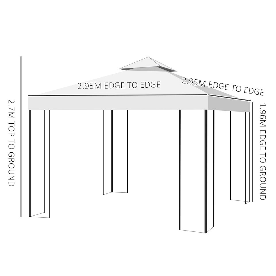 image 1 of Outsunny 3 x 3m Outdoor Steel Gazebo with 2 Tier Roof, Garden Gazebo Patio Canopy Marquee Shelter with Decorative Steel Frame  Cream