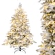 image 1 of COSTWAY 4.5FT Pre-lit Artificial Christmas Tree Hinged Flocked Xmas Tree with LED Lights