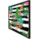 image 3 of Tropical plants on black & white stripes (Picutre Frame) Brown | Oak | XS