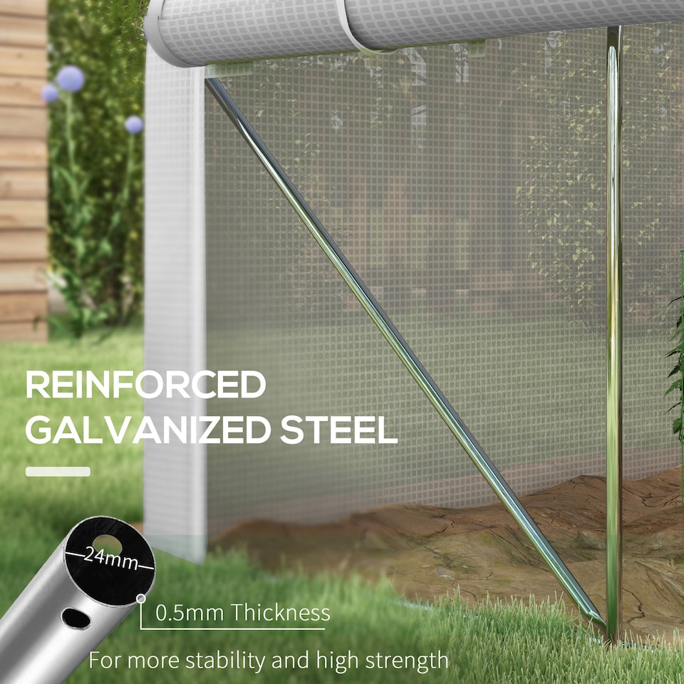 image 1 of Outsunny 3 x 2m Walk-in Tunnel Greenhouse, Roll Up Sidewalls, Mesh Door