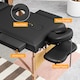 image 8 of HOMCOM Portable Massage Table, 3 Section Adjustable Beauty Bed, Wooden Foldable Massage Bed with Face Cradle, Padded Armrests for Spa, Lash, Tattoo, Black | Black | Black