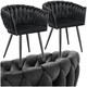 image 1 of Dining Chair Astano - padded, velvet, knot design, continuous backrest - Set of 2 Black