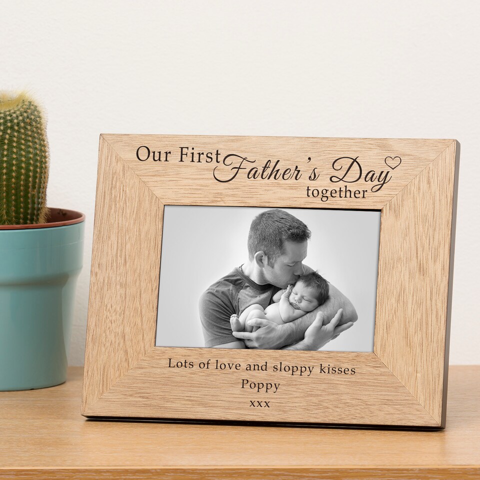 image 1 of Personalised Our First Father's Day together Wood Picture Frame 6 x 4 Dad