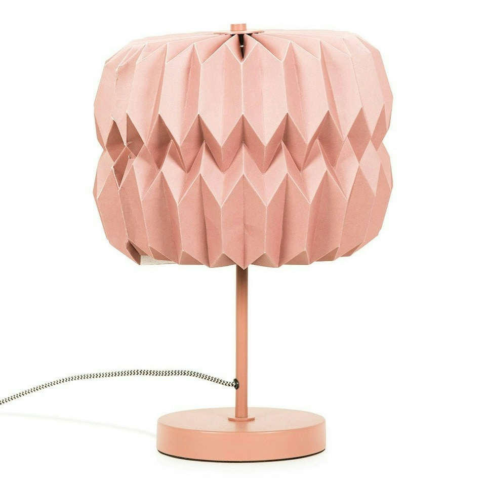 image 1 of ValueLights Bett Pink Metal Table Lamp with Origami Paper Fold Lampshade Bedside Light - Bulb Included