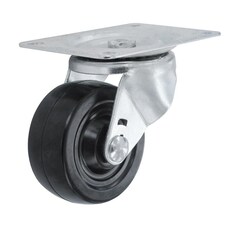 Smiths Ironmongery Rubber Swivel Castor - Steel/Black - 100mm