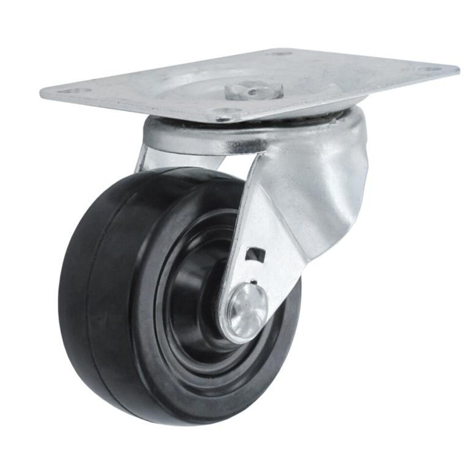 Smiths Ironmongery Rubber Swivel Castor - Steel/Black - 100mm