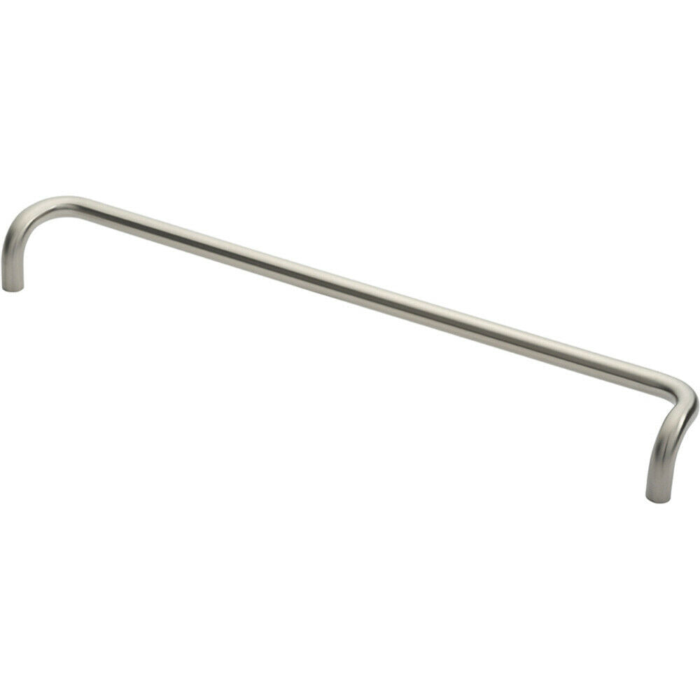 Loops Cranked Door Pull Handle 19mm Dia 600mm Fixing Centres Satin Steel in Metallics