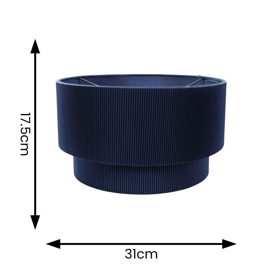 image 1 of ValueLights Mason Ruched Blue Two Tier Ceiling Shade and Bulb
