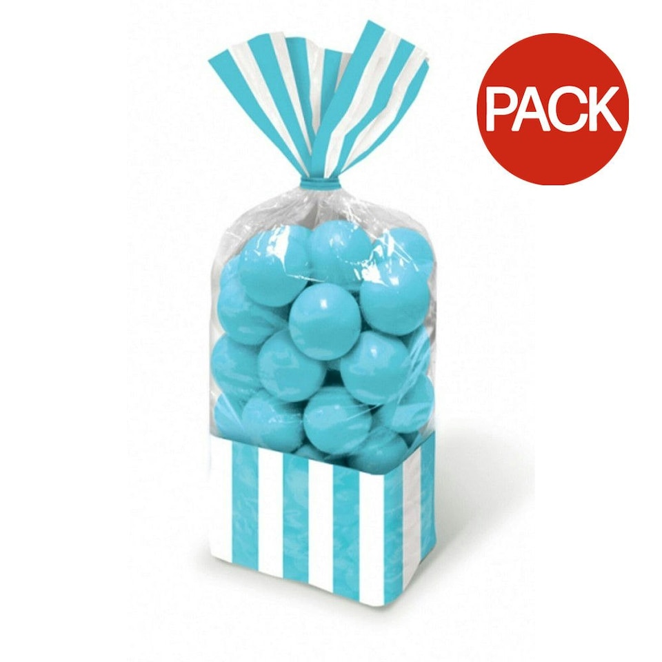 Amscan Striped Treat Bag (Pack of 10) - Caribbean Blue - One Size