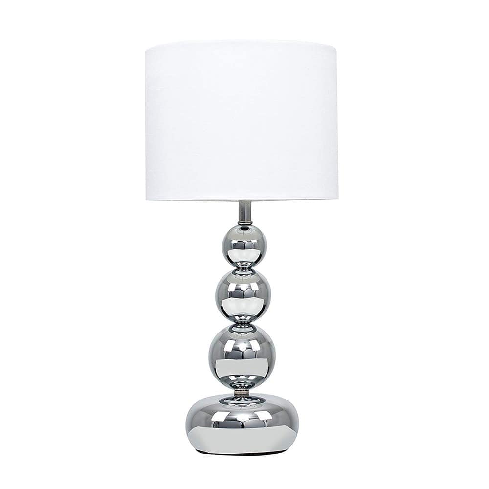 ValueLights Marissa Chrome Stacked Table Lamp White Shade | White