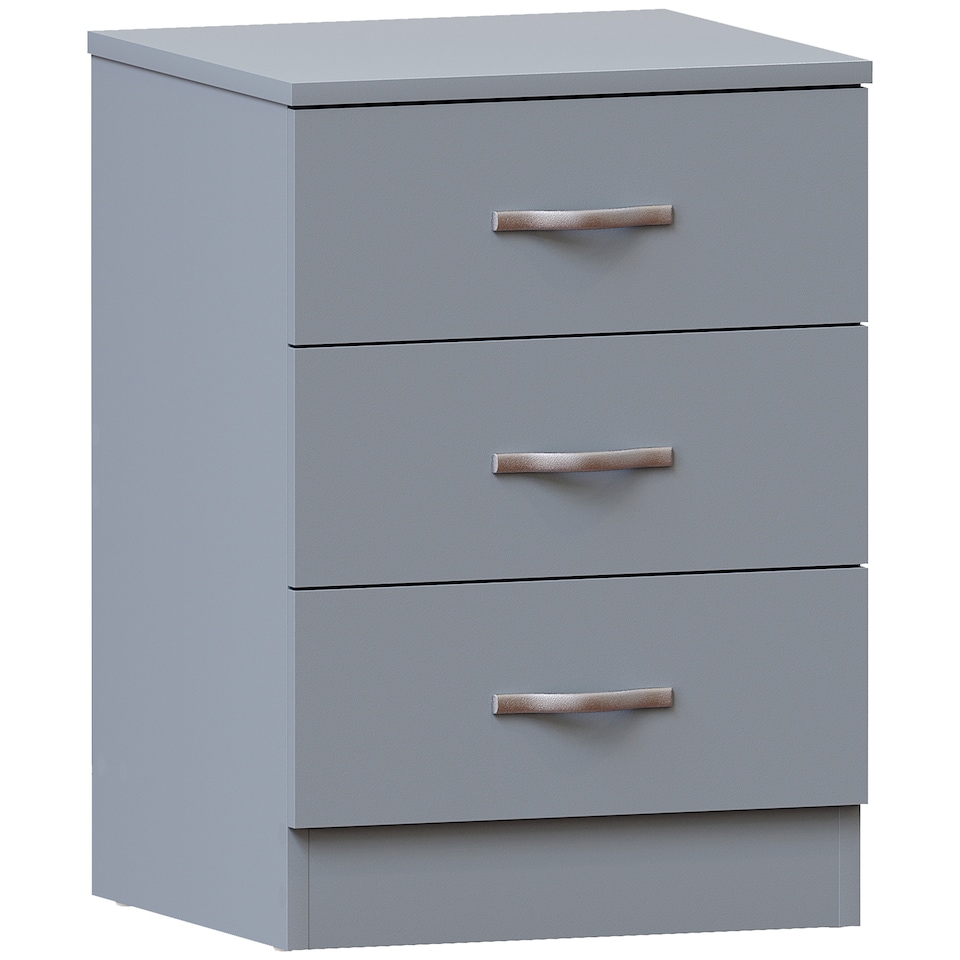 image 1 of Vida Designs Riano 3 Drawer Bedside Chest Cabinet Table Nightstand, Grey