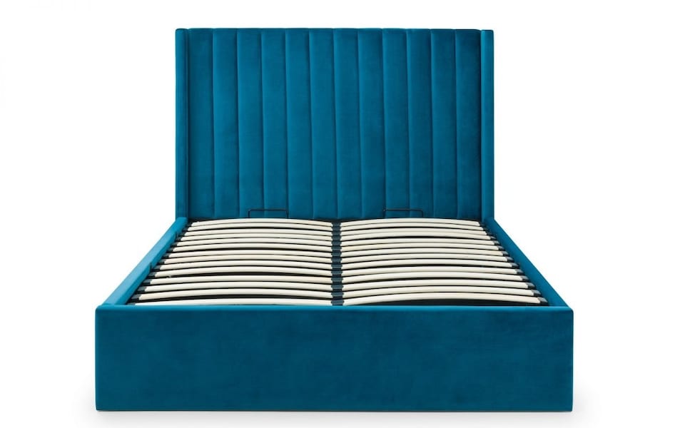 image 1 of Premium - Teal Scalloped Velvet Ottoman Bed - Double 4ft 6" (135cm)