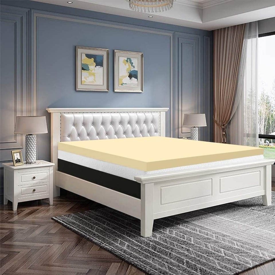 image 1 of Orthopaedic Memory Foam Mattress Topper | Soft Comfortable Durable Memory Foam | Yellow | Double