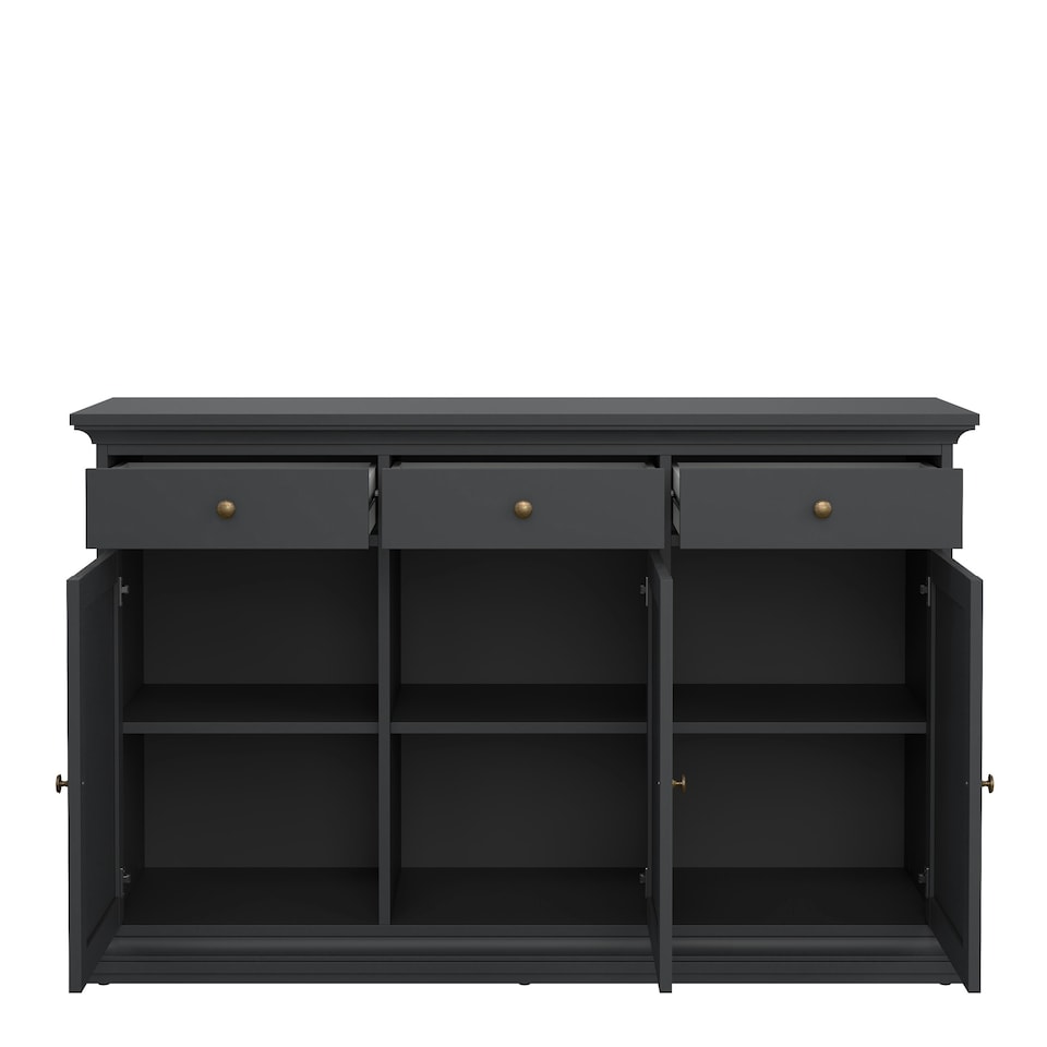 image 1 of Paris Sideboard with 3 doors and 3 drawers in Matt Grey Grey