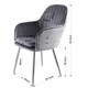 image 3 of MUSE Chair Upholstered in Velvet Fabric with Silver Legs - Grey Grey