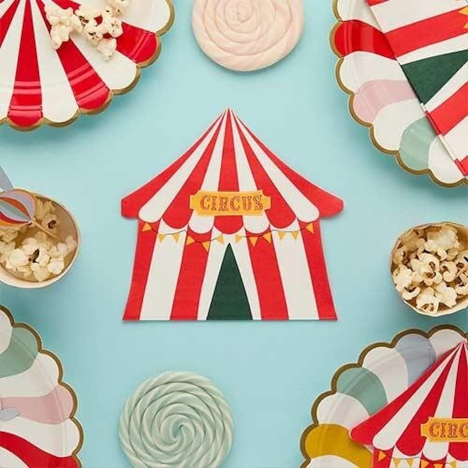 image 1 of Circus Tent Luncheon Paper Napkins 3 Ply 32cm - Pack of 16 | Multi