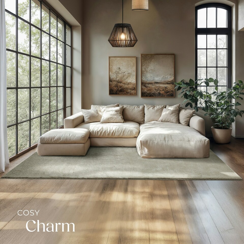 image 1 of Rug Zonelle - short pile and ultra-soft, rectangular or round Yellow | Sand | 160 x 230 cm
