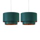image 1 of Set of 2 Kozy - Dark Green and Gold 30cm Pendant Shades Green | Gold