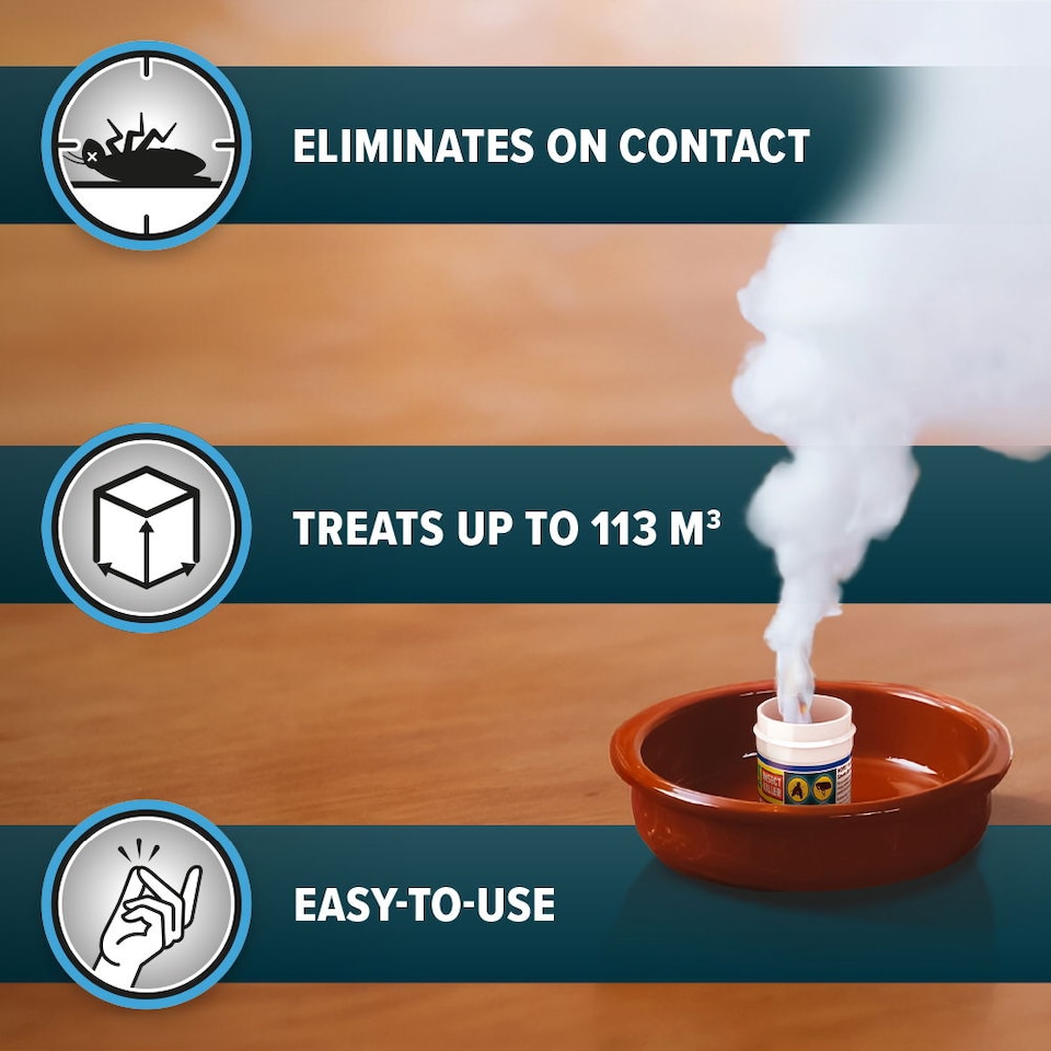 image 1 of NOPE Flea Smoke Bomb for the Home (14g x 6 - 6x8m) Coverage For Bed Bug, Fly, Mosquito, Cockroach & Other insects. For Indoor use