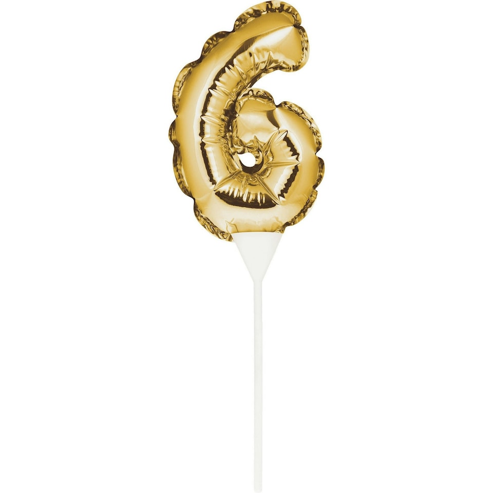 Creative Party Number 6 Inflatable Balloon Cake Topper - Gold - One Size