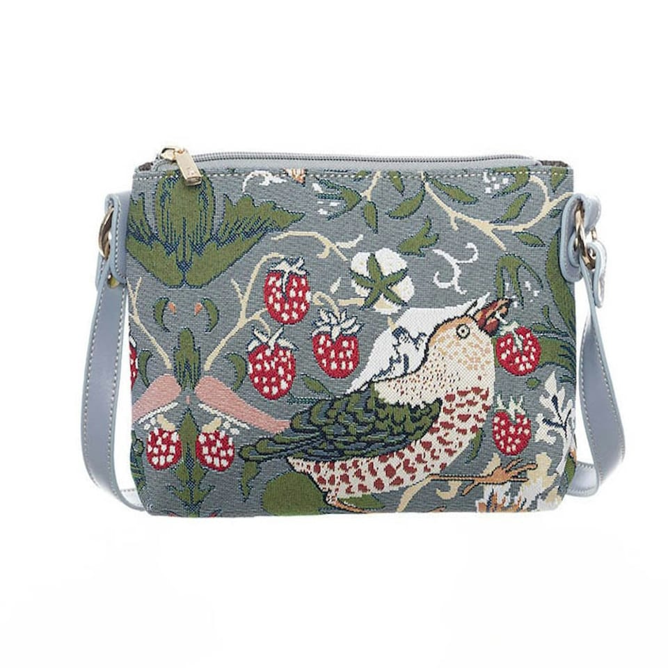 Signare Crossbody Bag - Grey Strawberry Thief Multi
