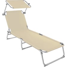 Sun Lounger - foldable, adjustable sunshade and 4-step backrest | Cream | beige | 1