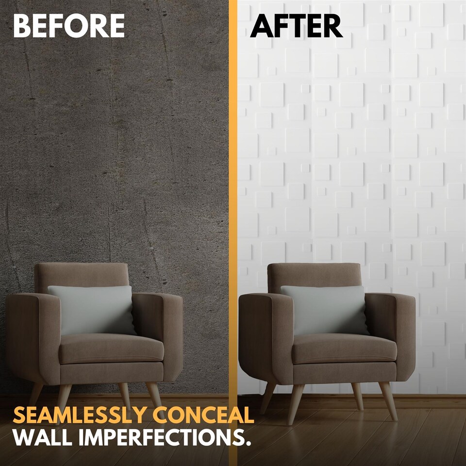 image 1 of NOVECRAFTO Decorative 3D Wall Panels (50cm x 50cm) 3D Blocks Design PVC Cladding Panel