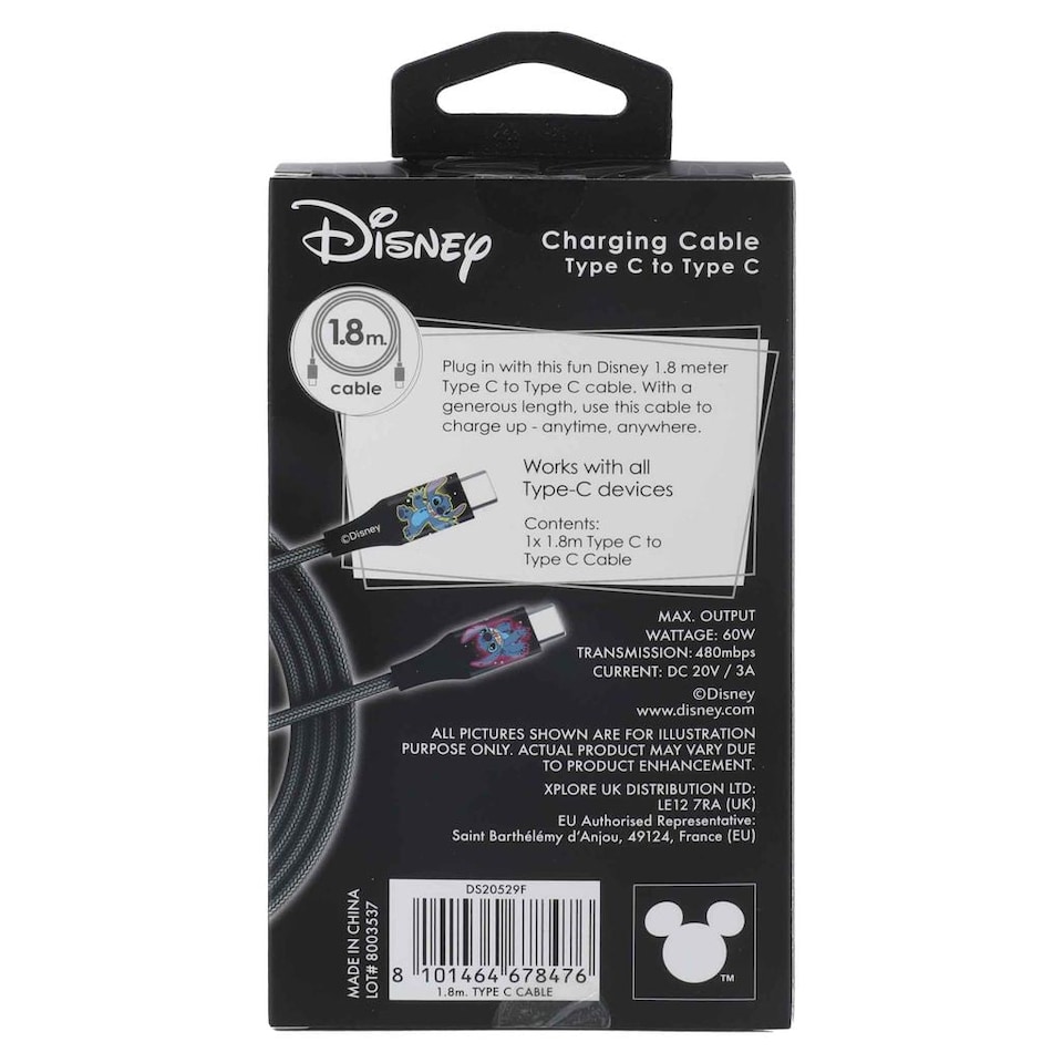 image 1 of Stitch 6ft Type-C Braided Charging Cable Galactic
