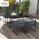 image 2 of Outsunny 5 Pieces Garden Dining Set, Outdoor Patio Cube Set, 4 Seater Outdoor Table and Chairs with Foldable Backrest, Tempered Glass Top, Handwoven Rope for Poolside, Space Saving, Dark Grey