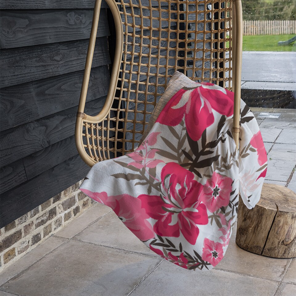 image 1 of Red & Pink Floral Blanket | Multi