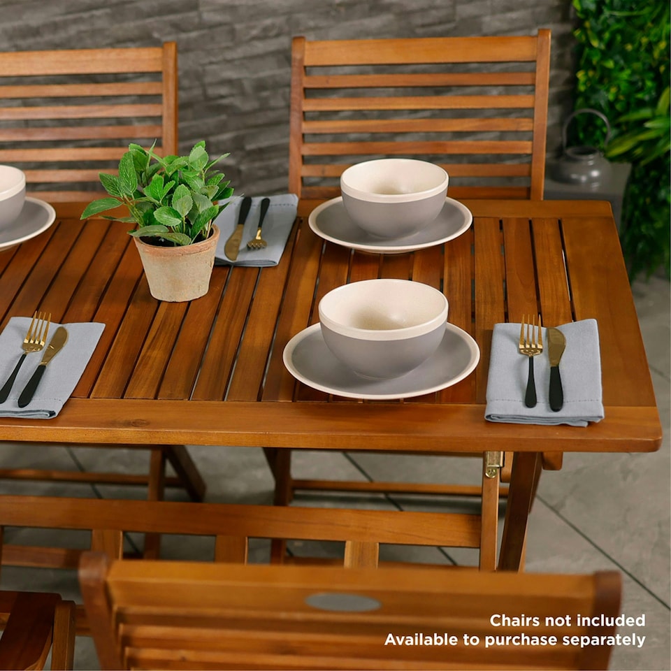 image 1 of Charles Bentley FSC Acacia Hardwood Rectangular Folding Table