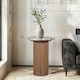 image 4 of Bundi Natural Marble & Wood Pedestal Side Table Brown