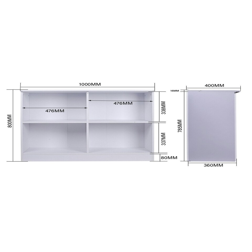 image 1 of Living and Home Sideboard Cabinet with Open Shelves, White