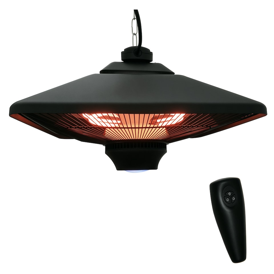 image 1 of Outsunny 2kw Electric Heater LED Halogen Heating Hanging Light Outdoor Remote