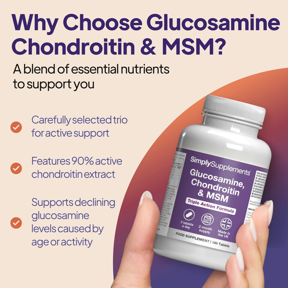 image 1 of Glucosamine 500mg, Chondroitin 100mg & MSM 100mg - 180 Tablets