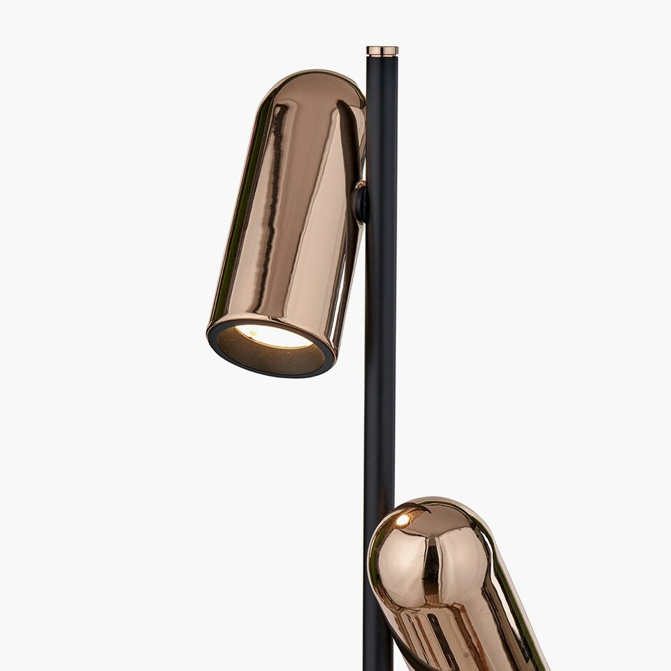 image 1 of Black and Rose Gold Metal LED Floor Lamp Black | Rose gold
