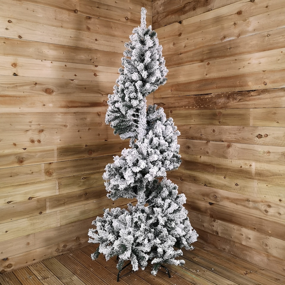 image 1 of 7ft (2.1m) Premier Spiral Snow Flocked Christmas Tree