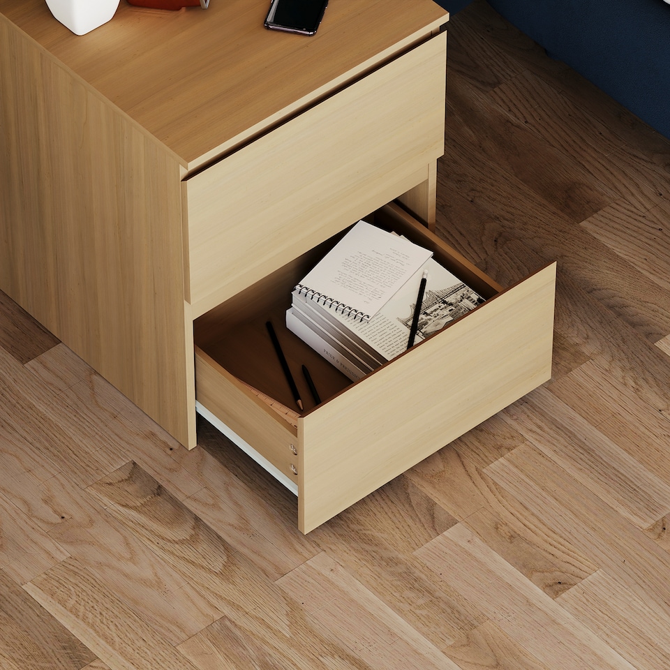 image 1 of Vida Designs Denver 2 Drawer Large Bedside Chest Cabinet Table Nightstand, Pine