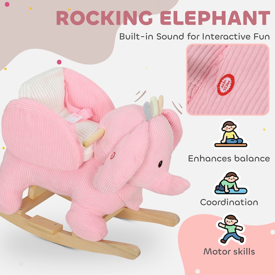 image 1 of AIYAPLAY Kids Rocking Horse, Baby Ride on Rocker with Safety Belt, Pink