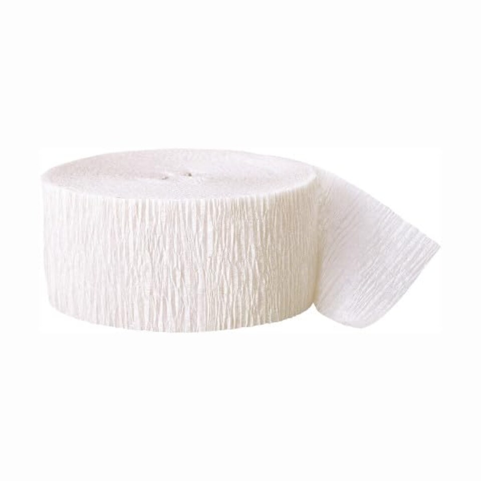 image 1 of White Crepe Streamer - 81 Ft / 24.6m