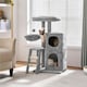 image 2 of Yaheetech 94 cm Tall Cat Tree W/ Dual Condo Basket Light Grey