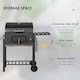 image 8 of Outsunny Charcoal Grill BBQ Trolley Wheels Shelf Side Thermometer Steel Black