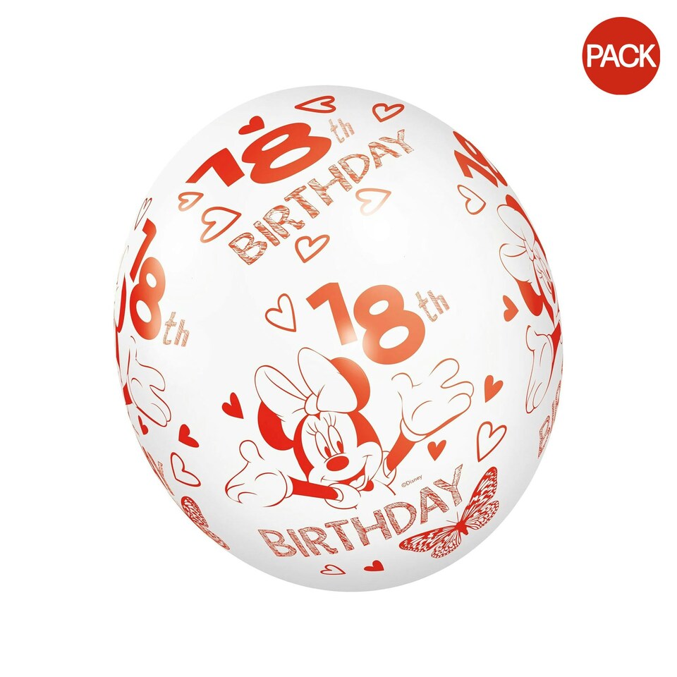 image 1 of Disney Latex Minnie Mouse 18th Balloons (Pack of 5) - White/Red - One Size