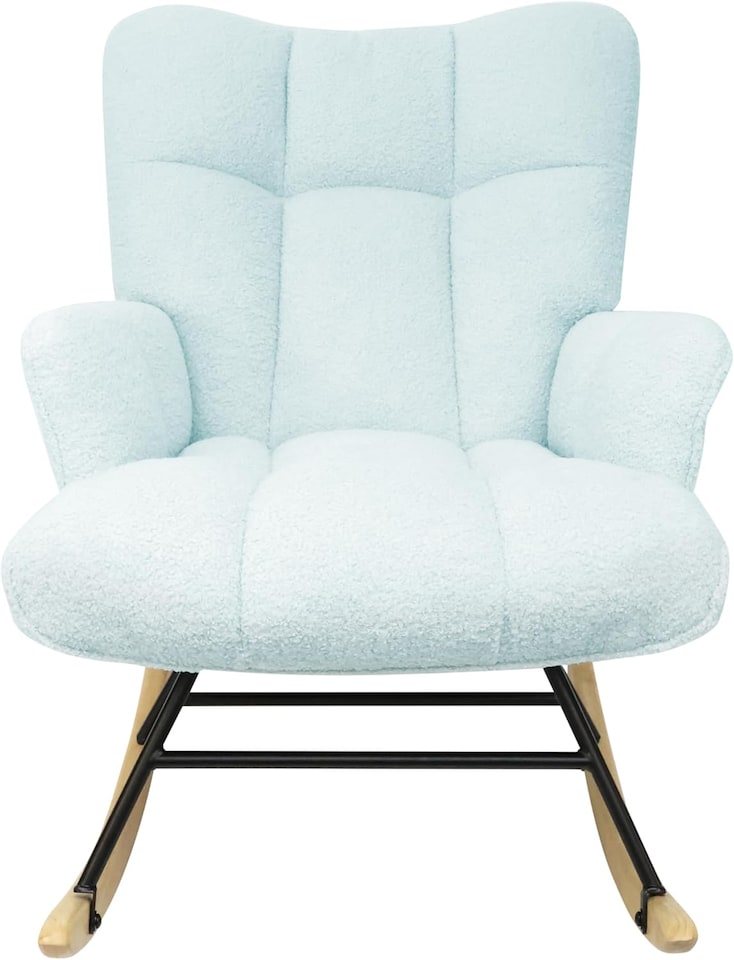 image 1 of Alivio Comfortable Teddy Rocking Arm Chair with High Backrest (Blue)