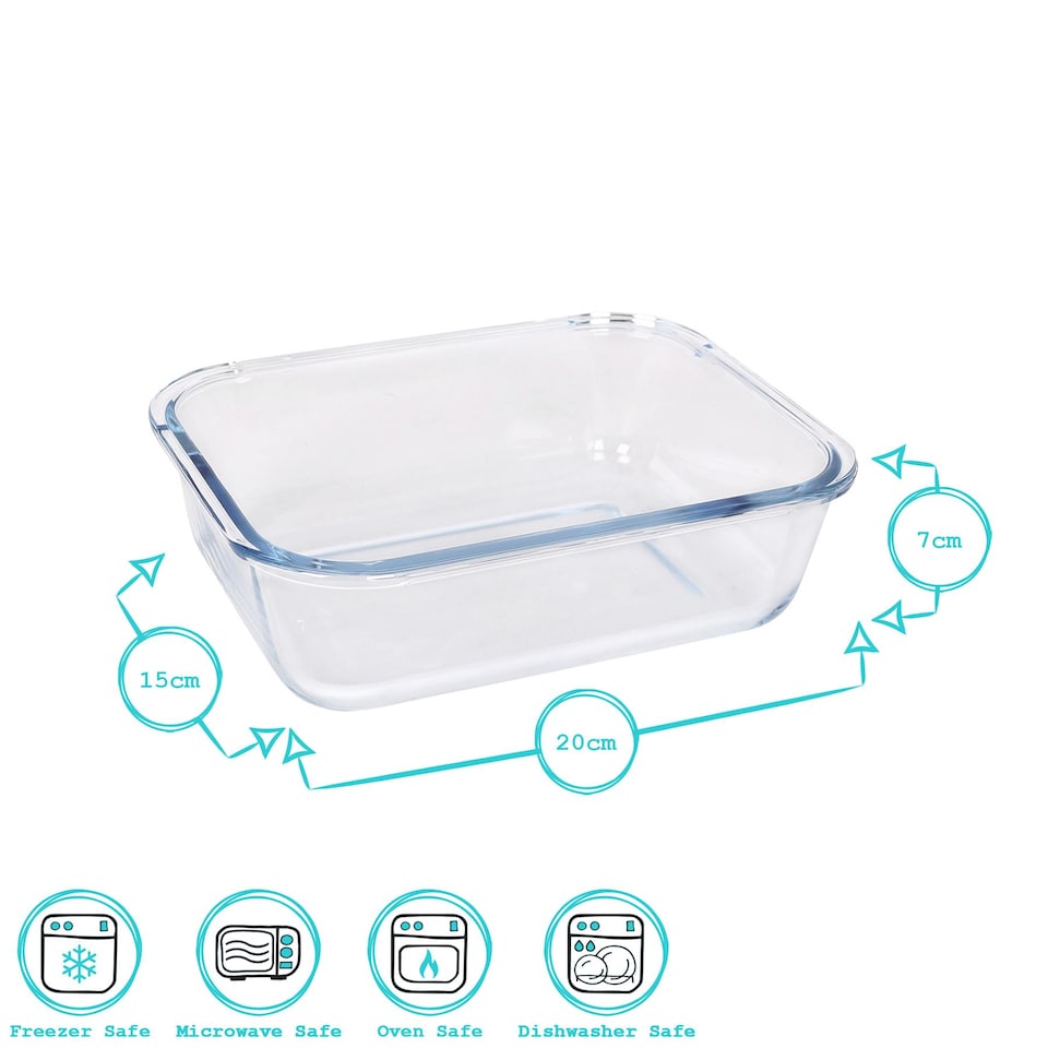 image 1 of Argon Tableware Rectangular Glass Cake Dishes - 20cm x 15cm - Pack of 2 | Clear | Clear | 20cm x 15cm