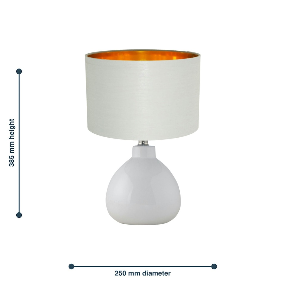 image 1 of Set of 2 Tuscan - White Ceramic Lamps with Grey & Gold Shade White | Grey